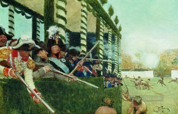 イリヤ・レーピン Painting - 狩りをする皇帝アレクサンダー1世とナポレオン皇帝 1908年イリヤ・レーピン